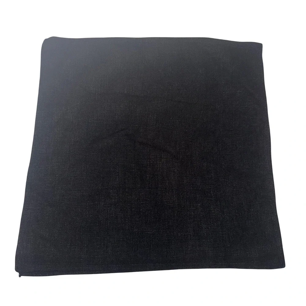 2 Crate & Barrel Laundered Linen Pillow Covers 20x20 Ink Black Square Textured